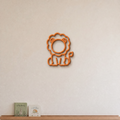 Lion nursery wall art in orange, 3D printed outline on a nursery wall