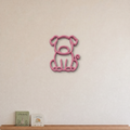 Pig nursery wall art in pink, 3D printed outline on a nursery wall